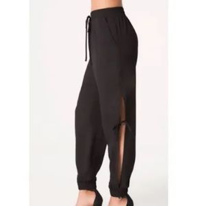 Bebe side slit jogger pants athleisure black small